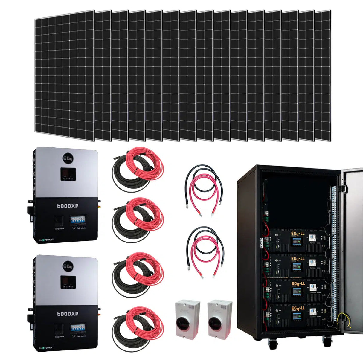 EG4 | Complete Off-Grid Solar Kit EG4 6000XP | 12000W Output | 48V 120/240V Split Phase + 12800 Watts of Solar PV [KIT-E0009]
