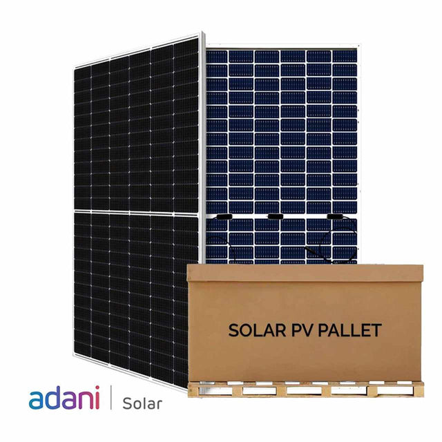 an image of Adani Solar 530w 16.43kW Pallet Half-Cut Mono-Crystalline Bifacial (Silver)