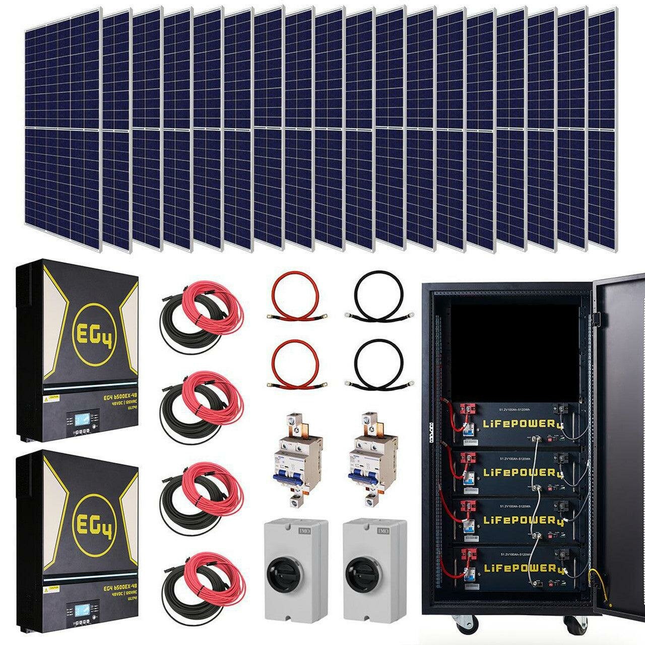 EG4 | Complete Off-Grid Solar Kit - 13,000W 120/240V Output / 48VDC [20.5kWh EG4-LifePower4 Lithium Powerwall] 48VDC + 8,700 Watts of Solar PV | [KIT-E0003]