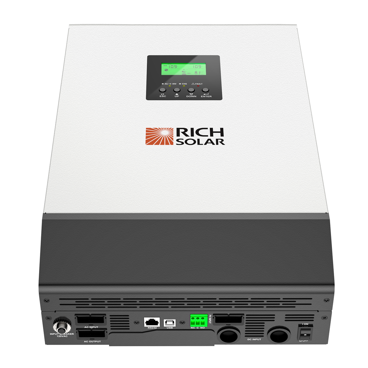 Rich Solar | Hybrid Off-Grid Inverter | 2400W 24V 120A Output + 2.4kW Solar Input | 80A MPPT Charge Controller (Grid Feedback Optional)