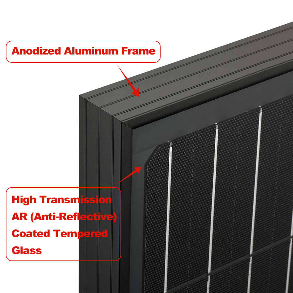 Rich Solar | MEGA 100 ONYX | 100 Watt Monocrystalline Solar Panel | Best 12V Black Panel for VAN RVs and Off-Grid | 25-Year Output Warranty