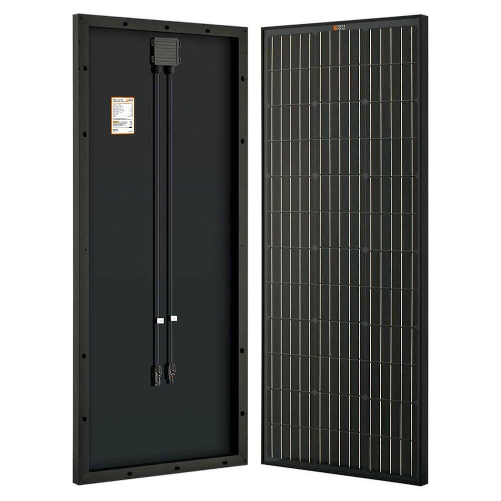 Rich Solar | MEGA 100 ONYX | 100 Watt Monocrystalline Solar Panel | Best 12V Black Panel for VAN RVs and Off-Grid | 25-Year Output Warranty