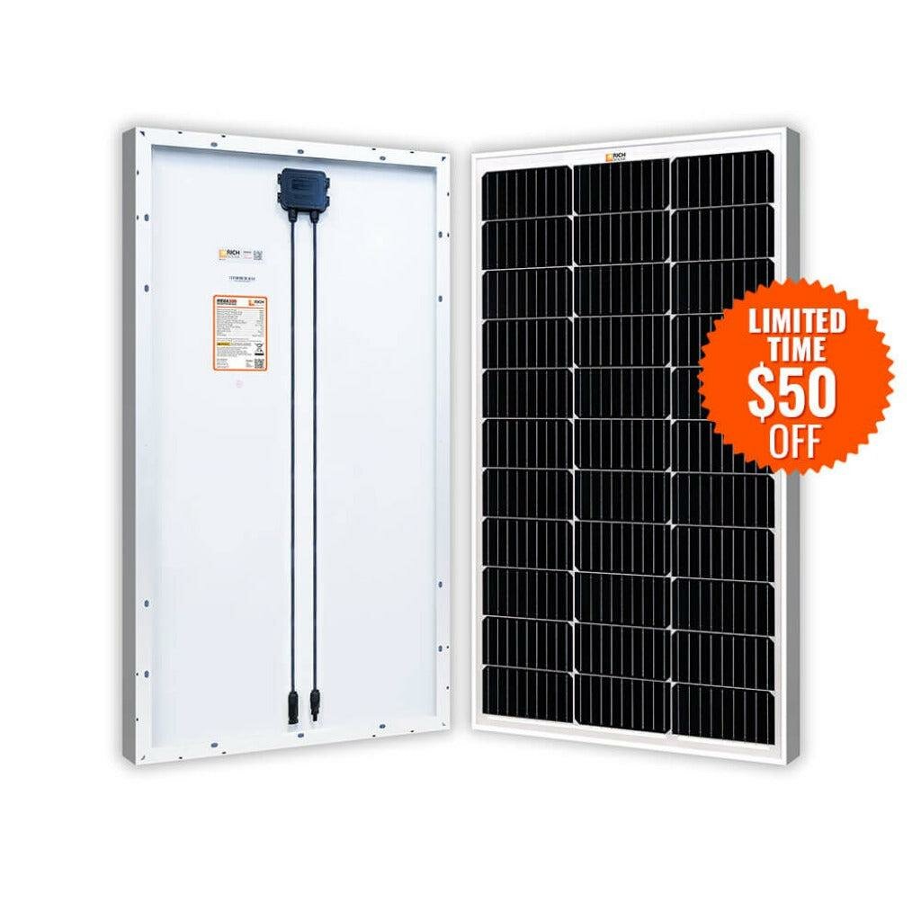 Rich Solar | MEGA 100 Watt Monocrystalline Solar Panel | Best 12V Panel for VAN RVs and Off-Grid | 25-Year Output Warranty | UL Certified
