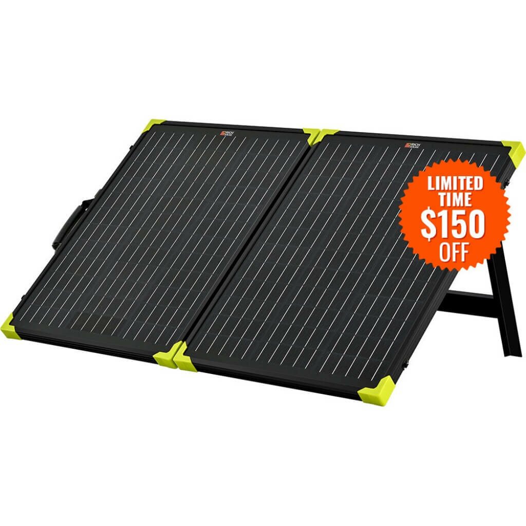 Rich Solar | MEGA 100 Watt Portable Solar Panel Briefcase | Best 12V Panel for Solar Generators and Portable Power Stations | 25-Year Output Warranty