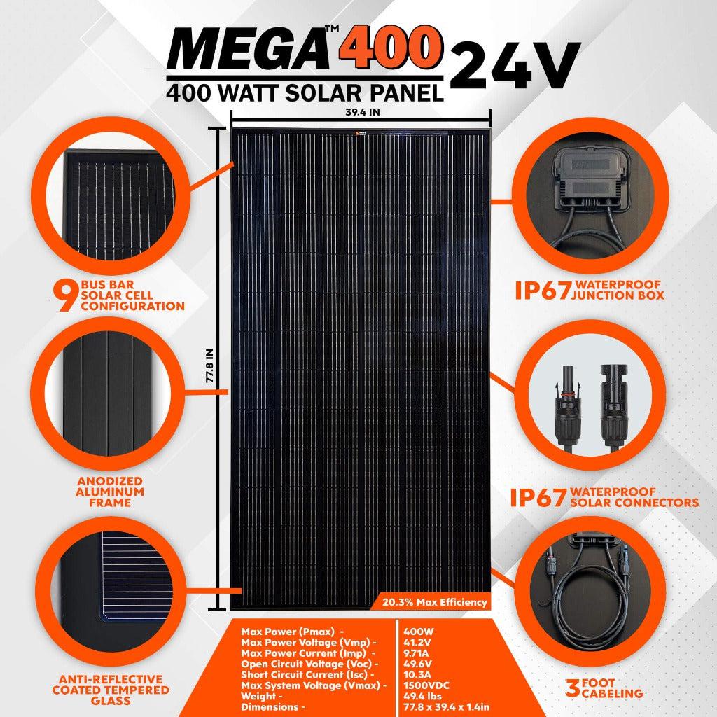 Rich Solar | MEGA 400 Watt Monocrystalline Solar Panel | High Efficiency | Best Panel for On-Grid and Off-Grid | 25-Year Power Output Warranty | UL 61730 / UL 61215 Certified