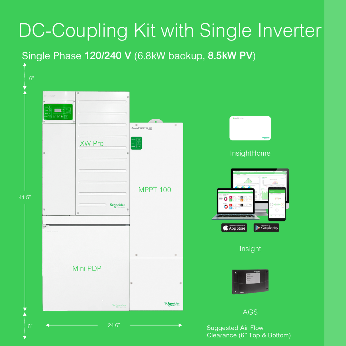 Schneider | DC Coupling with Single Inverter System Bundle - 6800W 120/240v Output | 8500W PV Input [BNDL-S0003]