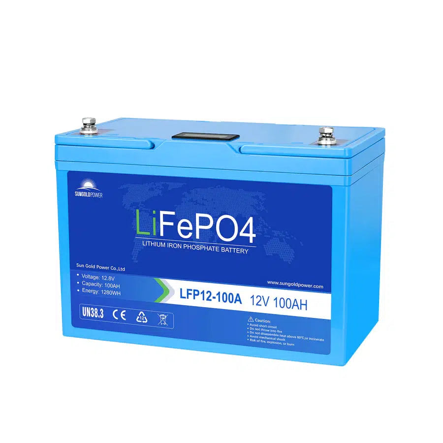 Sungoldpower 12V 100Ah LiFePO4 Deep Cycle Lithium Battery / Bluetooth / Self-heating / IP65