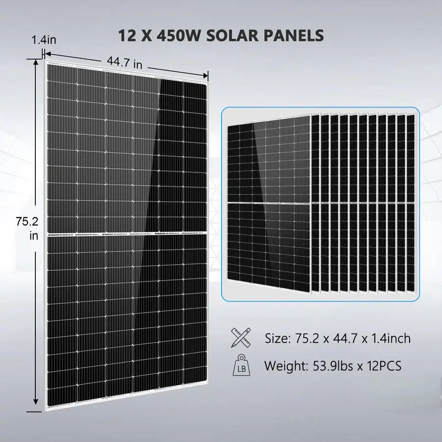 Sungold Power | COMPLETE OFF GRID SOLAR KIT 8000W 48V 120V/240V OUTPUT 10.24KWH LITHIUM BATTERY 5400 WATT SOLAR PANEL