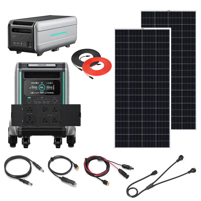 Zendure | SuperBase V4600 3600W 120/240V Power Station Kit | 9.2kWh Battery Storage | 400W - 1600W 12V Rigid Mono Solar Panels