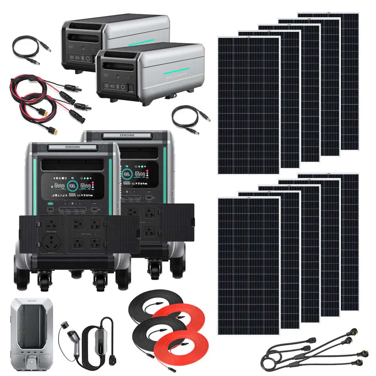 Zendure | SuperBase V4600 7200W 120/240V Portable Power Station Kit | 18.4kWh Lithium Battery Bank| 8 x 200 Watts Rigid Solar Panels