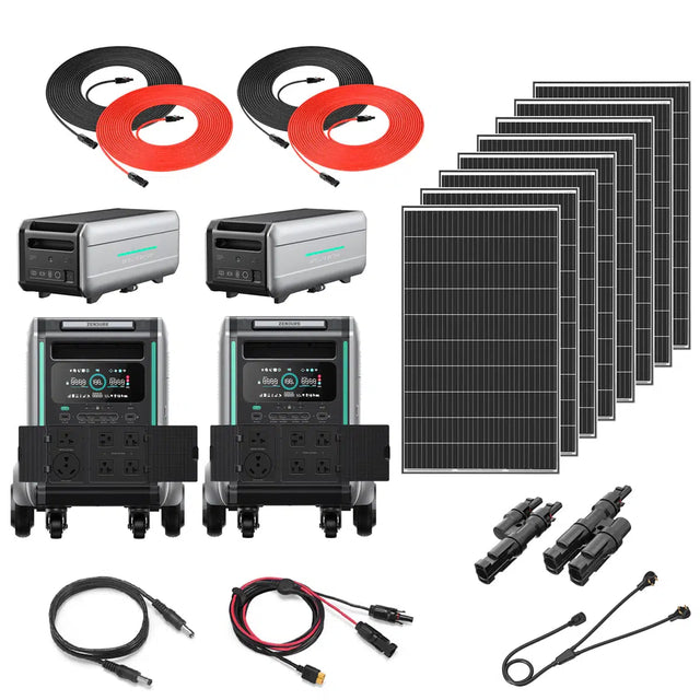Zendure | SuperBase V4600 7,200W 120/240V Portable Power Station Kit | 18.4kWh Total Lithium Battery Bank | 8 x 200 Watts Rigid Solar Panels