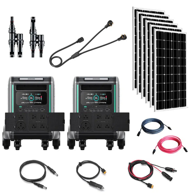 Zendure | SuperBase V4600 7,200W 120/240V Portable Power Station Kit | 9 x 100W Mono Solar Panels | 9,200Wh Lithium Battery Bank