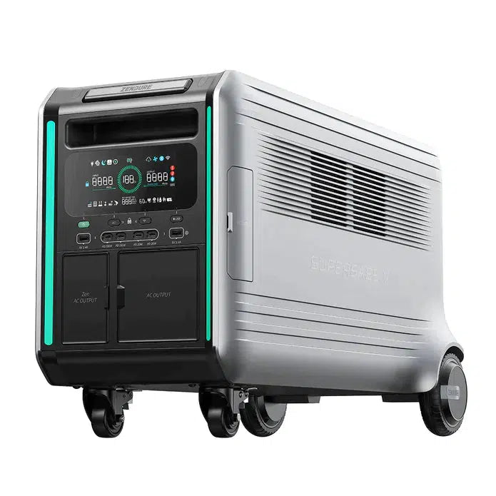 Zendure | SuperBase V6400 3,600W 120/240V Power Station Kit | 12.8kWh Battery Storage | 400W - 1600W 12V Folding Mono Solar Panels
