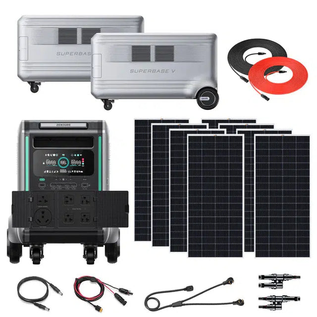 Zendure | SuperBase V6400 3,600W 120/240V Power Station Kit | 3 x 6438Wh Batteries (13.8kWh) | 4, 6 or 8 200 Watts Rigid Solar Panels
